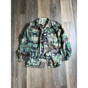 US Marines Woodland Camo Combat Jacket Small Long USMC Military Utility Coat